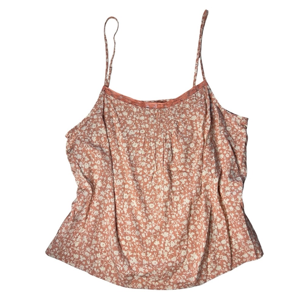 Melrose & Market Cami Tank Top Women's Medium Pink Ditsy Floral Lace